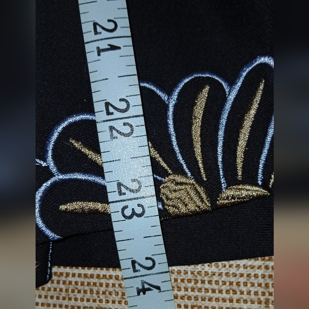 Ann Taylor Loft women's 8 wool blend embroidered black skirt blue tan floral - Picture 8 of 10
